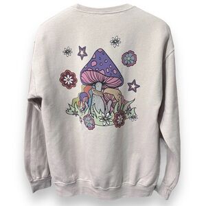 BOWERY SUPPLY CO. Cream Crew Neck Sweatshirt Mushroom Graphics